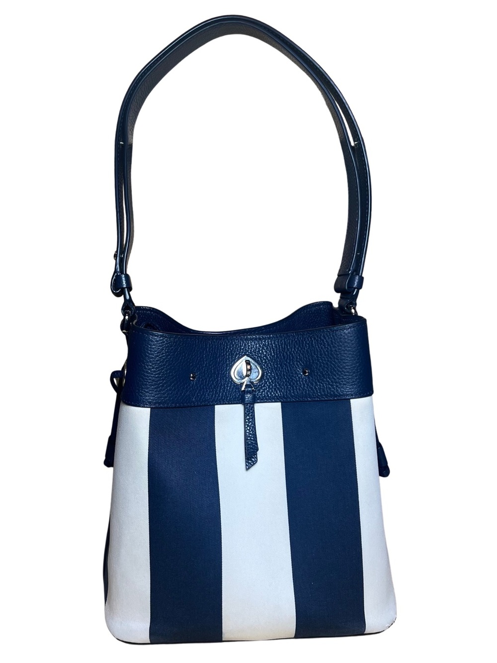 Kate Spade Toujours Medium Navy and White Bucket Bag